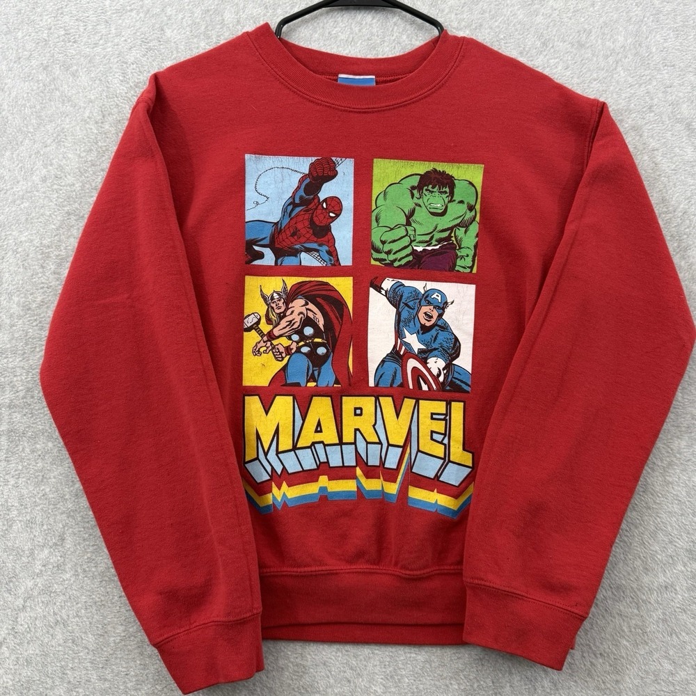 Marvel Sweatshirt Adult Small Red Vintage Freeze Crew Neck Pullover  Hulk Thor